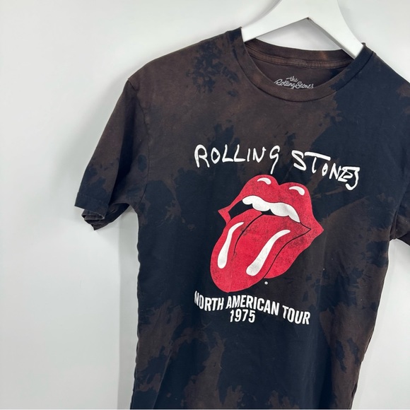 The Rolling Stones Custom Bleach Splatter Short Sleeve Shirt Size Medium - Picture 3 of 6